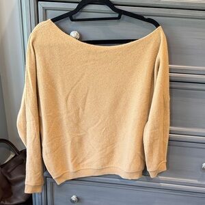 Minnie Rose Off-the-Shoulder cashmere Tan Sweater
